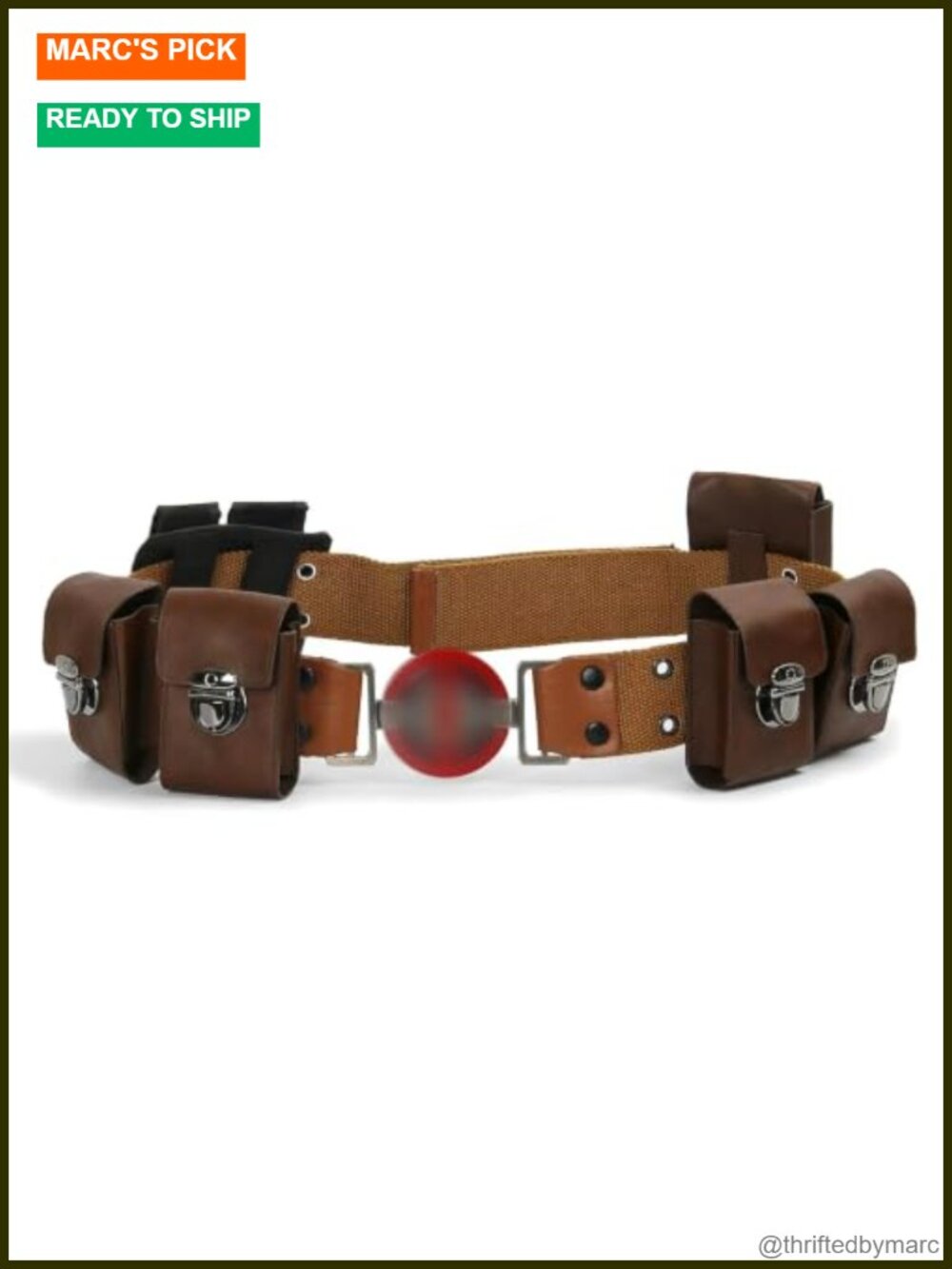 Men's Cosplay Costume Belt PU Leather Waist Belts with Pouches Adjustable